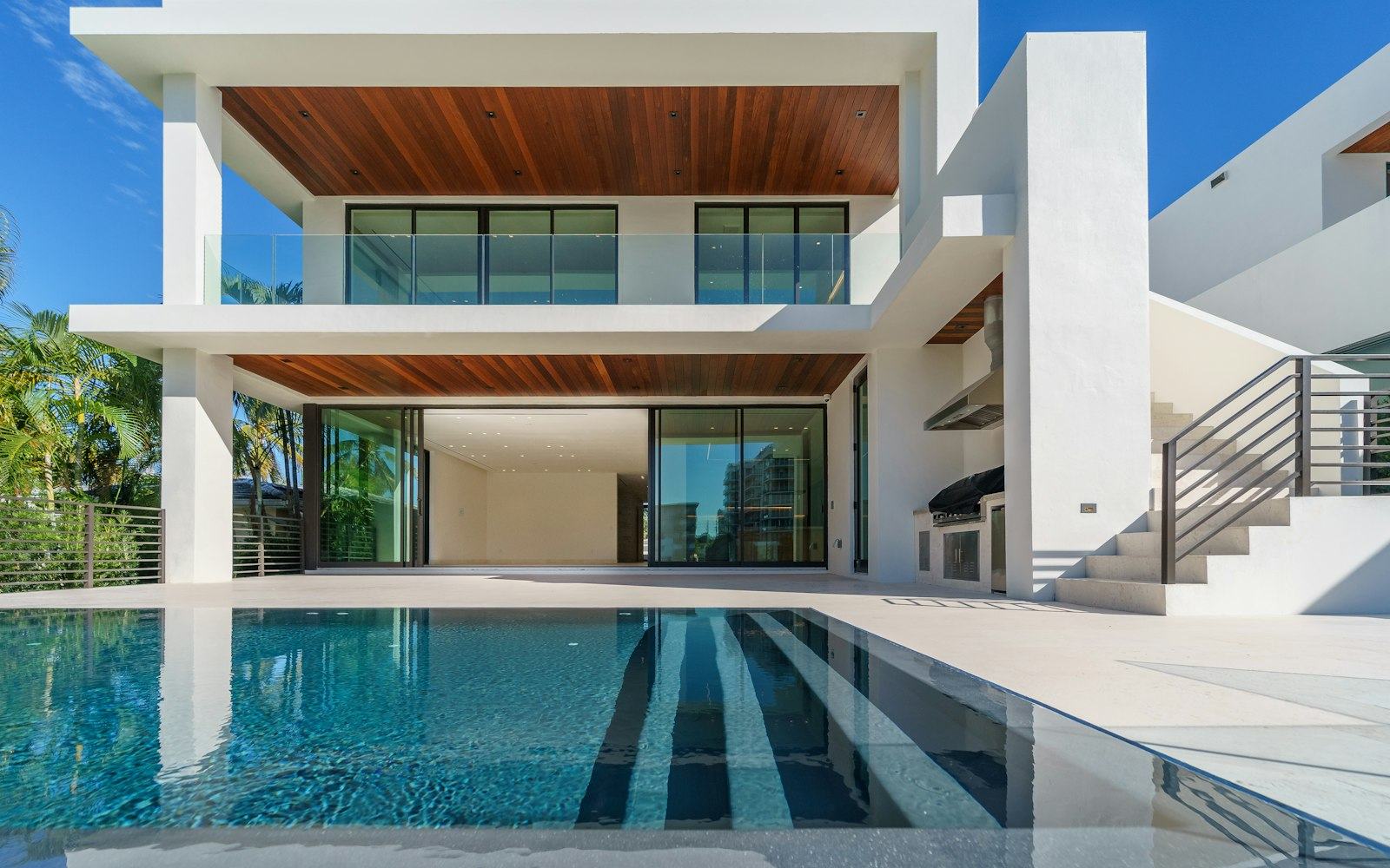 Modern residential architecture against a clear sky